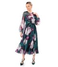 Rochie midi din voal fin imprimat cu motive florale