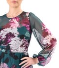 Rochie midi din voal fin imprimat cu motive florale