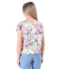 Bluza lejera din viscoza cu motive florale si fir de effect
