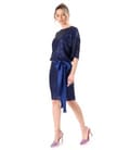 Rochie de cocktail din paiete cu cordon din satin in talie
