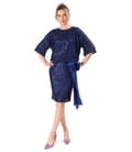 Rochie de cocktail din paiete cu cordon din satin in talie
