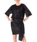 Rochie de cocktail din paiete cu cordon din satin in talie