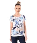 Bluza lejera cu fata din viscoza satinata imprimata cu motive florale