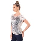Bluza lejera cu fata din viscoza satinata cu motive geometrice