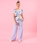 Pantaloni lejeri din in cu bumbac imprimat cu dungi