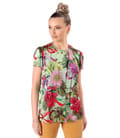 Bluza eleganta din viscoza satinata imprimata cu motive florale