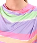 Bluza lejera cu pliuri pe umar din jerse elastic imprimat cu dungi