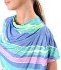 Bluza lejera cu pliuri pe umar din jerse elastic imprimat cu dungi