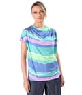 Bluza lejera cu pliuri pe umar din jerse elastic imprimat cu dungi