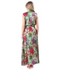 Rochie lunga din viscoza satinata imprimata cu motive florale