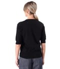 Bluza tricotata fin din bumbac cu maneci scurte