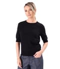 Bluza tricotata fin din bumbac cu maneci scurte