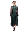 Rochie de seara midi cu bust din brocard cu fir metalic