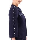 Sacou elegant cu perle decorative pe maneca dreapta
