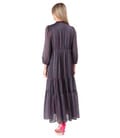 Rochie lunga cu volane din voal cu fir de lurex