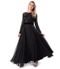 Rochie de seara lunga cu bustul din tul cu paiete