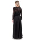 Rochie de seara lunga cu bustul din tul cu paiete