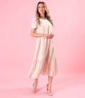 Rochie midi din viscoza cu in si fir metalic