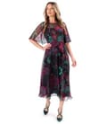 Rochie midi din voal fin imprimat cu motive florale
