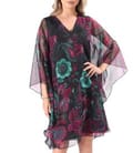 Rochie fluture din voal imprimat digital cu motive florale