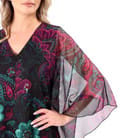 Rochie fluture din voal imprimat digital cu motive florale