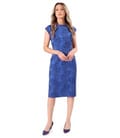 Rochie eleganta din brocart elastic cu motive florale