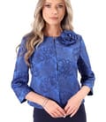 Sacou elegant din brocart elastic cu motive florale