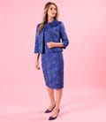 Sacou elegant din brocart elastic cu motive florale