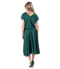 Rochie midi din satin elastic cu decolteu barcuta
