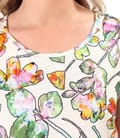Bluza lejera din viscoza cu motive florale si fir de effect