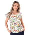 Bluza lejera din viscoza cu motive florale si fir de effect