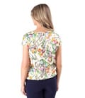 Bluza lejera din viscoza cu motive florale si fir de effect