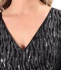 Rochie lunga de cocktail cu  bust din paiete si fusta de tafta