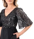 Rochie lunga de cocktail cu  bust din paiete si fusta de tafta