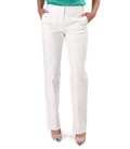Pantaloni drepti din bumbac tip denim alb-ecru