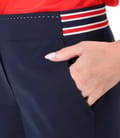 Pantaloni drepti din bumbac elastic cu aspect catifelat