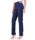 Pantaloni drepti din bumbac elastic cu aspect catifelat