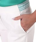 Pantaloni eleganti din bumbac elastic cu banda elastica decorativa