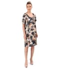 Rochie eleganta din satin de viscoza imprimata cu motive florale