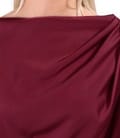 Rochie midi din satin elastic cu decolteu barcuta