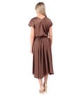 Rochie midi din satin elastic cu decolteu barcuta