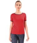 Bluza din jerse elastic cu garnituri in contrast