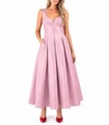 Rochie evazata din tafta cu corset cu bretele