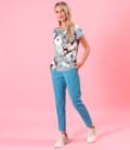 Pantaloni eleganti din bumbac elastic cu banda elastica decorativa