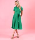 Rochie eleganta tip camasa din viscoza usor creponata