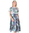 Rochie midi eleganta din organza plina de viscoza cu efect metalizat