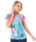 Bluza eleganta din jerse elastic imprimat cu motive florale