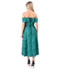 Rochie eleganta de seara cu umeri goi din brocart cu motive florale