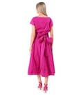 Rochie midi din tafta usoara cu cordon funda si perle