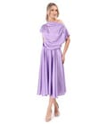 Rochie midi din satin elastic cu decolteu barcuta